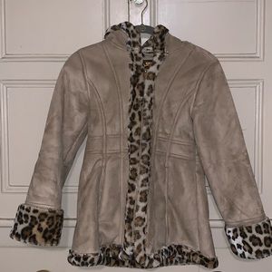 Leopard print suede fall/winter coat-